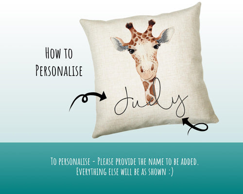 Personalised Giraffe Cushion Gift Printed Name Design - Cushion Throw Pillow Gift For Mum Dad Friend Bedroom Birthday Christmas Gift CS156