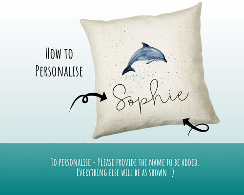 Personalised Dolphin Cushion Gift Printed Name Design Sealife Cushion Throw Pillow Gift For Mum Dad Friend Bedroom Birthday Gift CS153