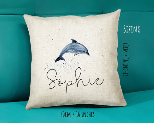 Personalised Dolphin Cushion Gift Printed Name Design Sealife Cushion Throw Pillow Gift For Mum Dad Friend Bedroom Birthday Gift CS153