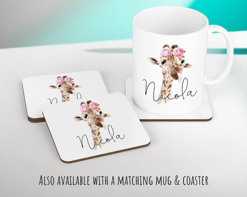 Personalised Giraffe Cushion Gift Printed Name Design - Cushion Throw Pillow Gift For Mum Dad Friend Bedroom Birthday Christmas Gift CS076