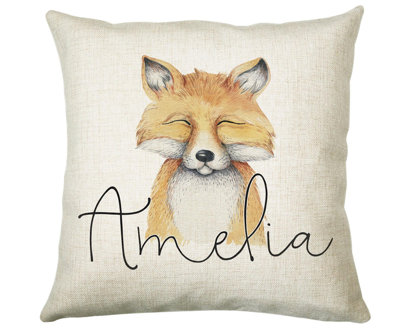 Personalised Fox Cushion Gift Printed Name Design - Cushion Throw Pillow Gift For Boys Nursery Bedroom Birthday Christmas Gift CS030