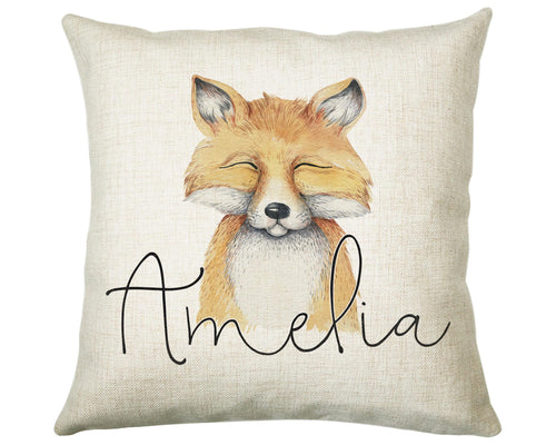 Personalised Fox Cushion Gift Printed Name Design - Cushion Throw Pillow Gift For Boys Nursery Bedroom Birthday Christmas Gift CS030