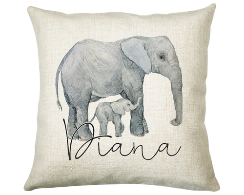 Personalised Elephant Giraffe Cushion Gift - Printed Name Design Safari Cushion Throw Pillow Gift Boy Girl Kids Bedroom Birthday Gift CS177