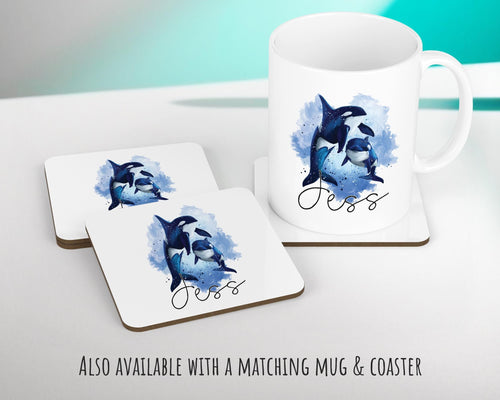 Personalised Orca Killer Whale Cushion Gift Printed Name Design - Cushion Throw Pillow Gift For Mum Dad Friend Bedroom Birthday Gift CS088