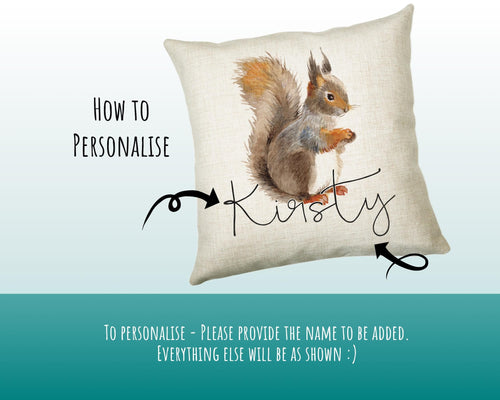 Personalised Squirrel Cushion Gift Printed Name Design - Cushion Throw Pillow Gift For Mum Dad Friend Bedroom Birthday Christmas Gift CS078