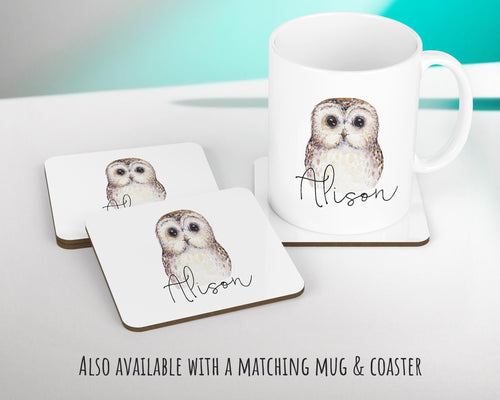 Personalised Owl Cushion Gift Printed Name Design - Cushion Throw Pillow Gift For Boys Nursery Bedroom Birthday Christmas Gift CS033