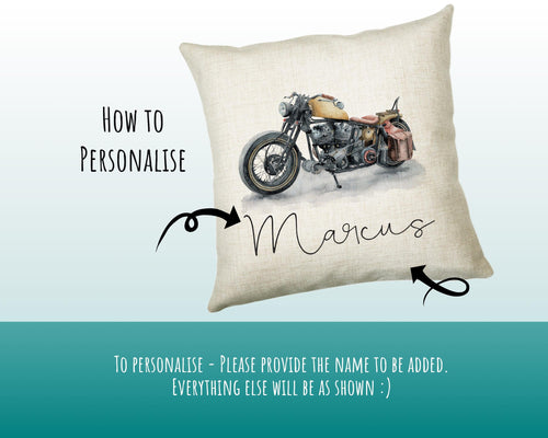 Personalised Motorbike Cushion Gift Printed Name Design - Cushion Throw Pillow Gift For Motorcyclist Gift CS312