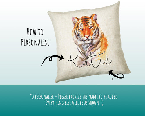 Personalised Tiger Cushion Gift Printed Name Design Big Cat Cushion Throw Pillow Gift For Mum Dad Friend Bedroom Birthday Gift CS139