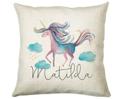 Personalised Unicorn Cushion Gift Printed Name Design - Cushion Throw Pillow Gift For Girls Nursery Bedroom Birthday Christmas Gift CS034