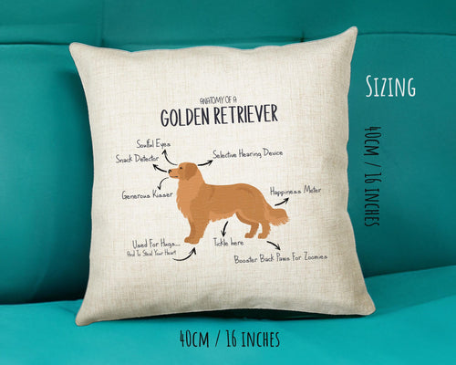 Anatomy of a Golden Retriever Funny Gift For Him Or Her Cushion Pillow Bedroom Decor CS410