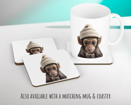Birthday Gift For Boy Baby Monkey Cushion Gift Printed Name Design Cushion Throw Pillow Gift For Boys Nursery Bedroom Animal Gift CS540