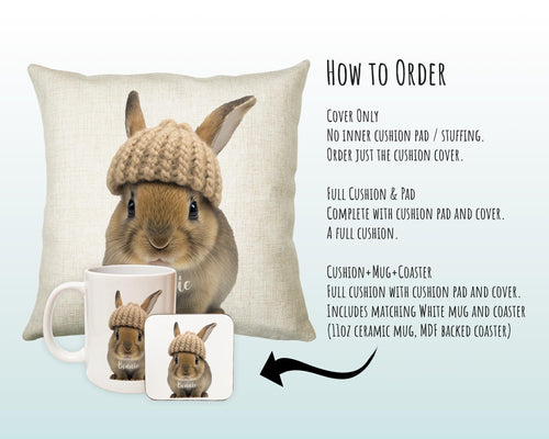 Birthday Gift For Boy Girl Bunny Cushion Gift Printed Name Design Cushion Throw Pillow Gift For Girls Nursery Bedroom Rabbit Gift CS538