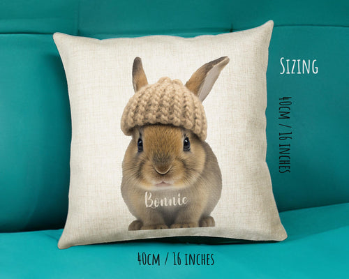 Birthday Gift For Boy Girl Bunny Cushion Gift Printed Name Design Cushion Throw Pillow Gift For Girls Nursery Bedroom Rabbit Gift CS538