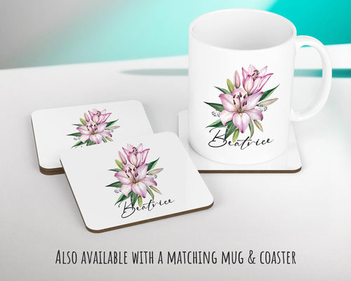 Personalised  Lily Flowers Cushion Gift Printed Name Design - Cushion Throw Pillow Gift For Sitting Room Bedroom Birthday Gift CS491