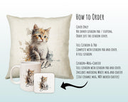 Cat Gift For Cat Lovers - Personalised Cushion with Name - Cat Themed Gift for Cat Owner - Gift for Girls - Watercolour Warrior CS548