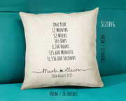 Personalised 1st Anniversary Cotton Gift Cushion One Year Custom Design Gift Valentines Present - Wedding Cushion Pillow Gift CS467