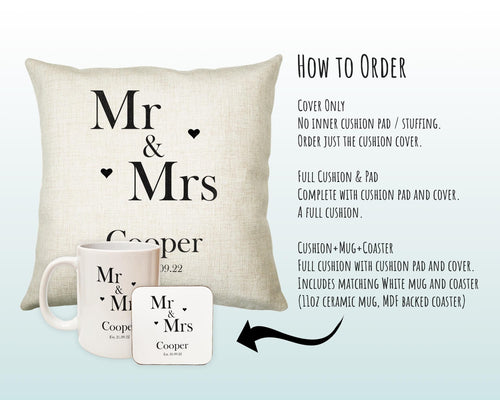 Personalised 2nd Anniversary Cotton Gift Cushion Two Years Custom Design Gift Valentines Present - Wedding Cushion Pillow Gift CS327