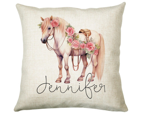 Personalised Horse Lover Cushion Gift Printed Name Design - Cushion Throw Pillow Gift For Boys Nursery Bedroom Birthday Gift G010