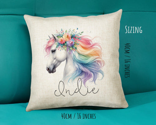 Personalised Horse Lover Cushion Gift Printed Name Design - Cushion Throw Pillow Gift For Boys Nursery Bedroom Birthday Gift G009
