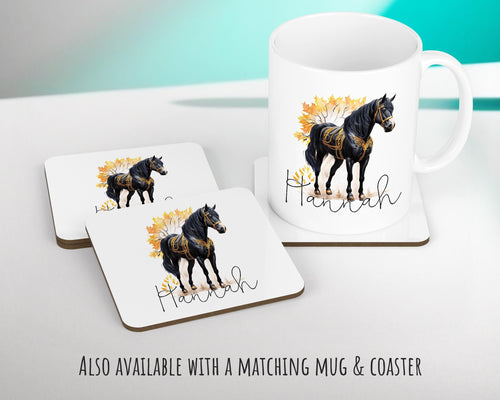 Personalised Horse Lover Cushion Gift Printed Name Design - Cushion Throw Pillow Gift For Boys Nursery Bedroom Birthday Gift G007