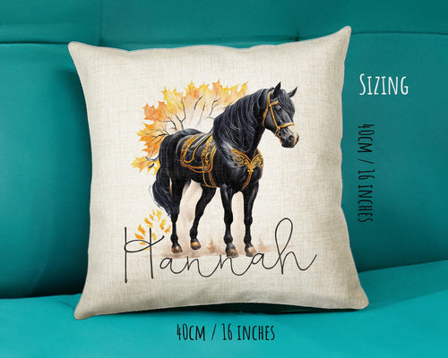 Personalised Horse Lover Cushion Gift Printed Name Design - Cushion Throw Pillow Gift For Boys Nursery Bedroom Birthday Gift G007