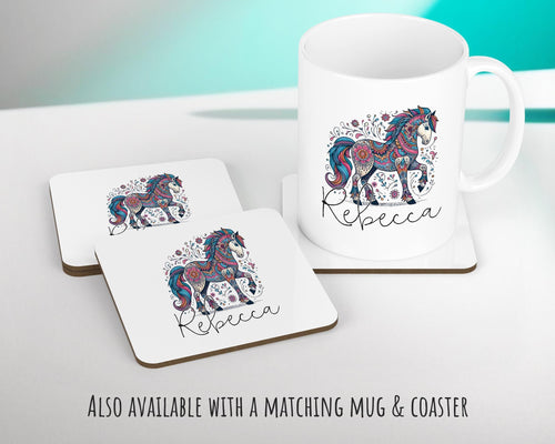 Personalised Horse Lover Cushion Gift Printed Name Design - Cushion Throw Pillow Gift For Boys Nursery Bedroom Birthday Gift G006