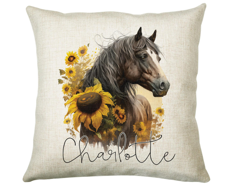 Personalised Horse Lover Cushion Gift Printed Name Design - Cushion Throw Pillow Gift For Boys Nursery Bedroom Birthday Gift G002