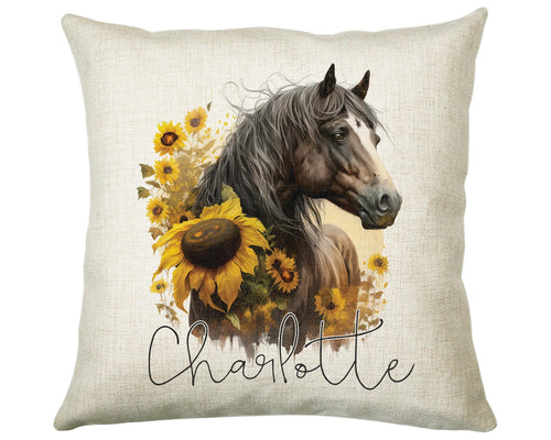Personalised Horse Lover Cushion Gift Printed Name Design - Cushion Throw Pillow Gift For Boys Nursery Bedroom Birthday Gift G002