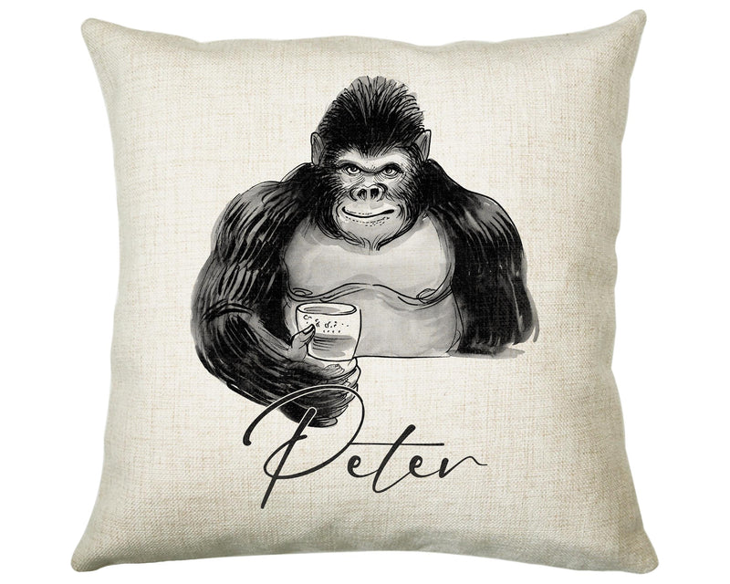 Personalised Gorilla Cushion Gift Printed Name Design - Cushion Throw Pillow Gift For Dad Friend Bedroom Birthday Christmas Gift CS500