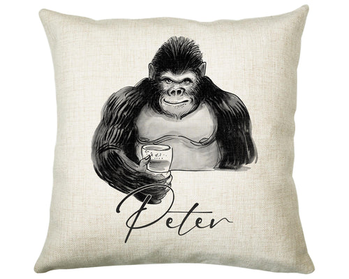 Personalised Gorilla Cushion Gift Printed Name Design - Cushion Throw Pillow Gift For Dad Friend Bedroom Birthday Christmas Gift CS500