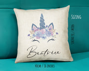 Personalised Unicorn Cushion Gift Printed Name Design - Cushion Throw Pillow Gift For Girls Nursery Bedroom Birthday Christmas Gift CS492