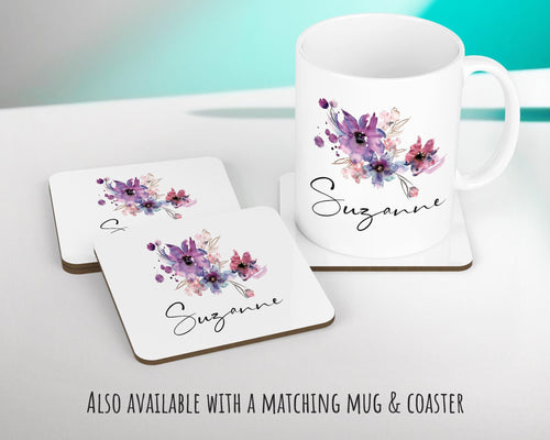 Personalised Watercolour Flowers Cushion Gift Printed Name Design - Cushion Throw Pillow Gift For Sitting Room Bedroom Birthday Gift CS489