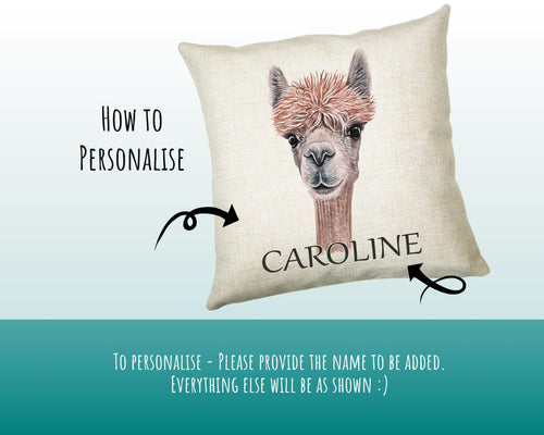 Personalised Alpaca Cushion Gift Printed Name Design - Cushion Throw Pillow Gift For Him/Her Sitting Room Bedroom Birthday  Gift CS479