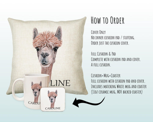 Personalised Alpaca Cushion Gift Printed Name Design - Cushion Throw Pillow Gift For Him/Her Sitting Room Bedroom Birthday  Gift CS479