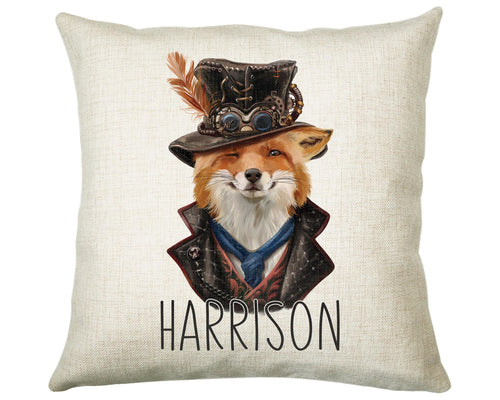 Personalised Fox Cushion Gift Printed Name Design - Cushion Throw Pillow Gift For Him/Her Sitting Room Bedroom Birthday Christmas Gift CS475