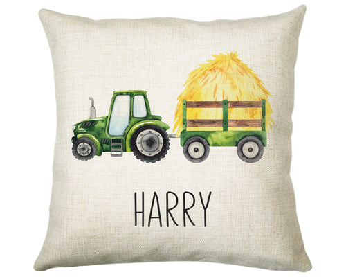Personalised Tractor Cushion Gift Printed Name Design - Pillow Gift For Girls Boys Nursery Bedroom Farm Animal Decor Birthday Gift CS507