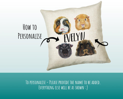 Personalised Guinea Pig Cushion Gift Printed Name Design - Cushion Throw Pillow Gift For Mum Friend Bedroom Birthday Christmas Gift CS331