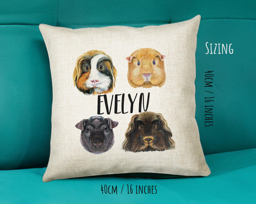 Personalised Guinea Pig Cushion Gift Printed Name Design - Cushion Throw Pillow Gift For Mum Friend Bedroom Birthday Christmas Gift CS331