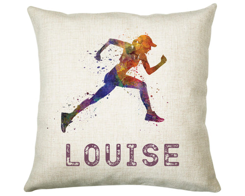 Personalised Women Runner Cushion Gift For Her Girls Bedroom Printed Name Design - Birthday Pillow Gift Sport Running Decor CS272