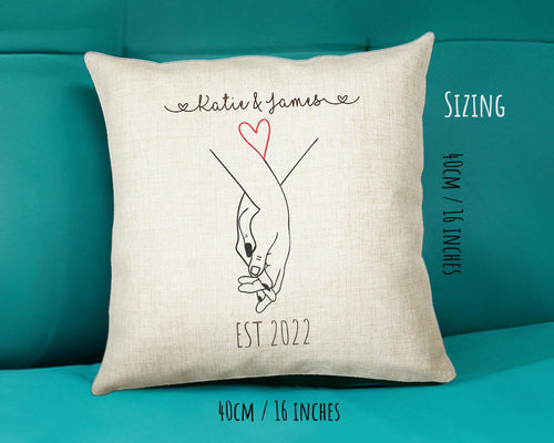 Personalised Holding Hands Gift Cushion Two Years Custom Design Gift Present - Wedding Cushion Pillow Gift STC0099