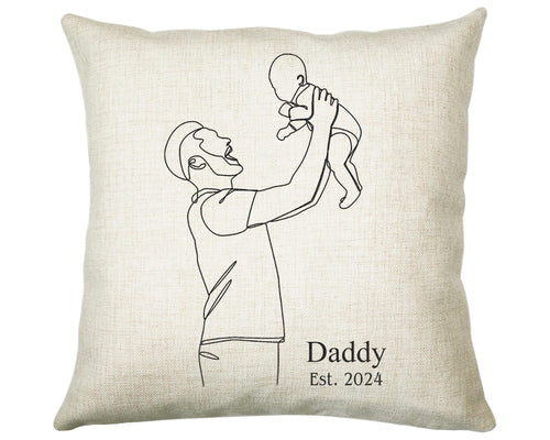 First Fathers Day Cushion Personalised Gift for Dad - Our 1st First Fathers Day Gift For Daddy - Dad and Baby Gift from Newborn SMC001