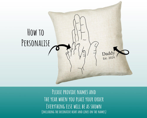 First Fathers Day Cushion Personalised Gift for Dad - Our 1st First Fathers Day Gift For Daddy - Dad and Baby Gift from Newborn SMC003