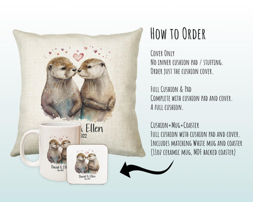 Personalised Valentines Day Otters Cushion Gift - Otterly In Love Cushion Throw Pillow Gift For Him Her Boyfriend Girlfriend Gift CS519