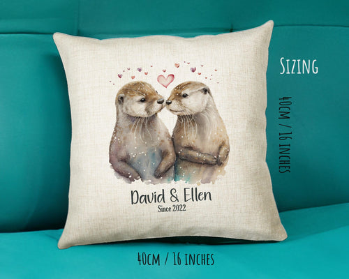 Personalised Valentines Day Otters Cushion Gift - Otterly In Love Cushion Throw Pillow Gift For Him Her Boyfriend Girlfriend Gift CS519
