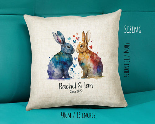 Personalised Valentines Day Bunny Rabbits Cushion Gift - Colourful Cushion Throw Pillow Gift For Him Her Boyfriend Girlfriend Gift CS520