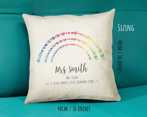 Personalised Teacher Appreciation Cushion Rainbow Gift Thank You Gift - End of School Throw Pillow Gift For Teachers Gift CS214