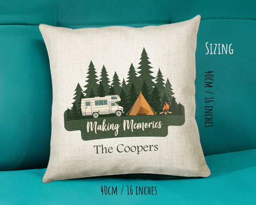 Personalised Caravan Camping Lovers Cushion Gift Forest Trees Design For Caravan Motorhome Owners Enthusiasts CS198
