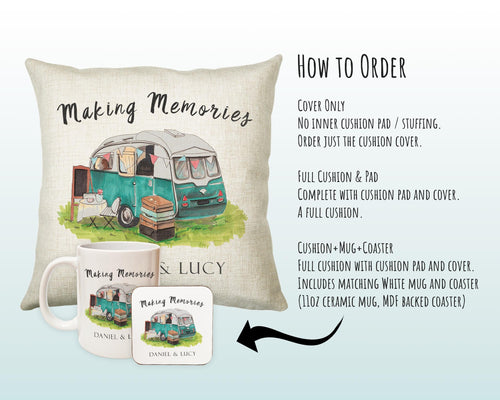 Personalised Caravan Camping Lovers Cushion Gift Shabby Chic Design For Caravan Motorhome Owners Enthusiasts CS196