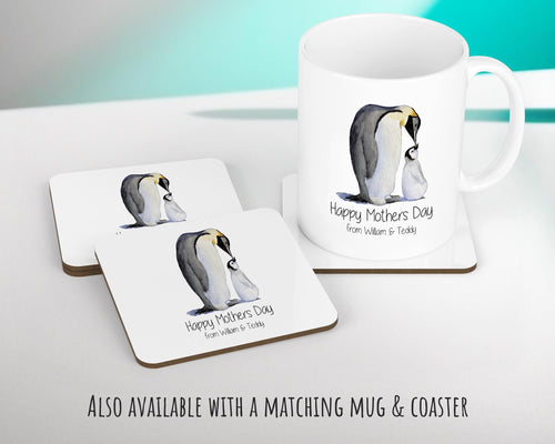 Personalised Penguin Mothers Day Mum Cushion Gift - Penguins Theme Throw Pillow From Kids Son Daughter Girl Boy Mummy Mother CS131