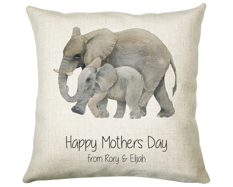 Personalised Elephant Mothers Day Mum Cushion Gift - Safari Theme Throw Pillow From Kids Son Daughter Girl Boy Mummy Mother CS128